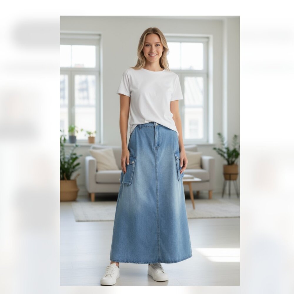 NWT BLANKNYC Denim A-Line Cargo Skirt 27, HIGH GROUNDS